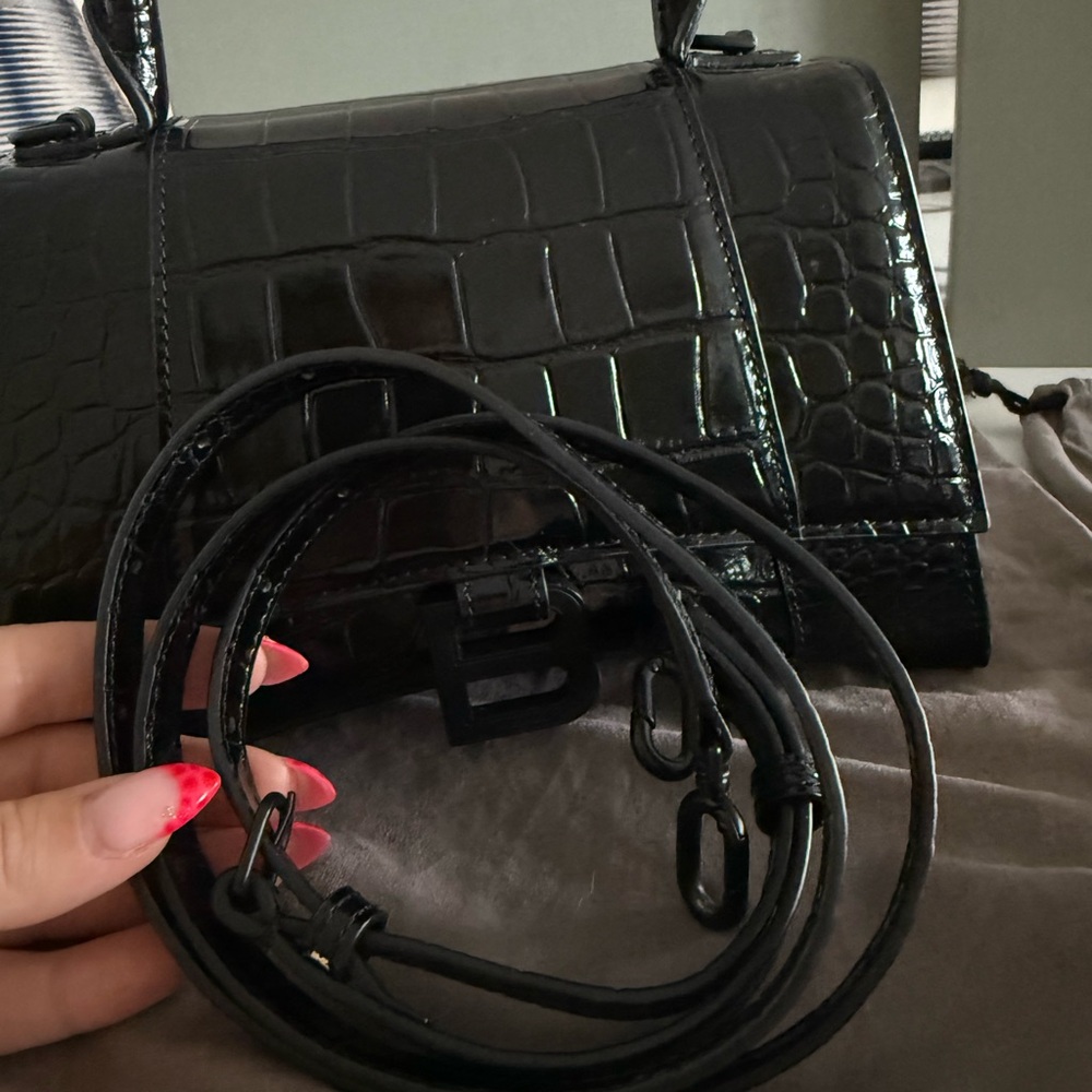 Balenciaga Black Croc-Embossed Handbag - Picture 6 of 8